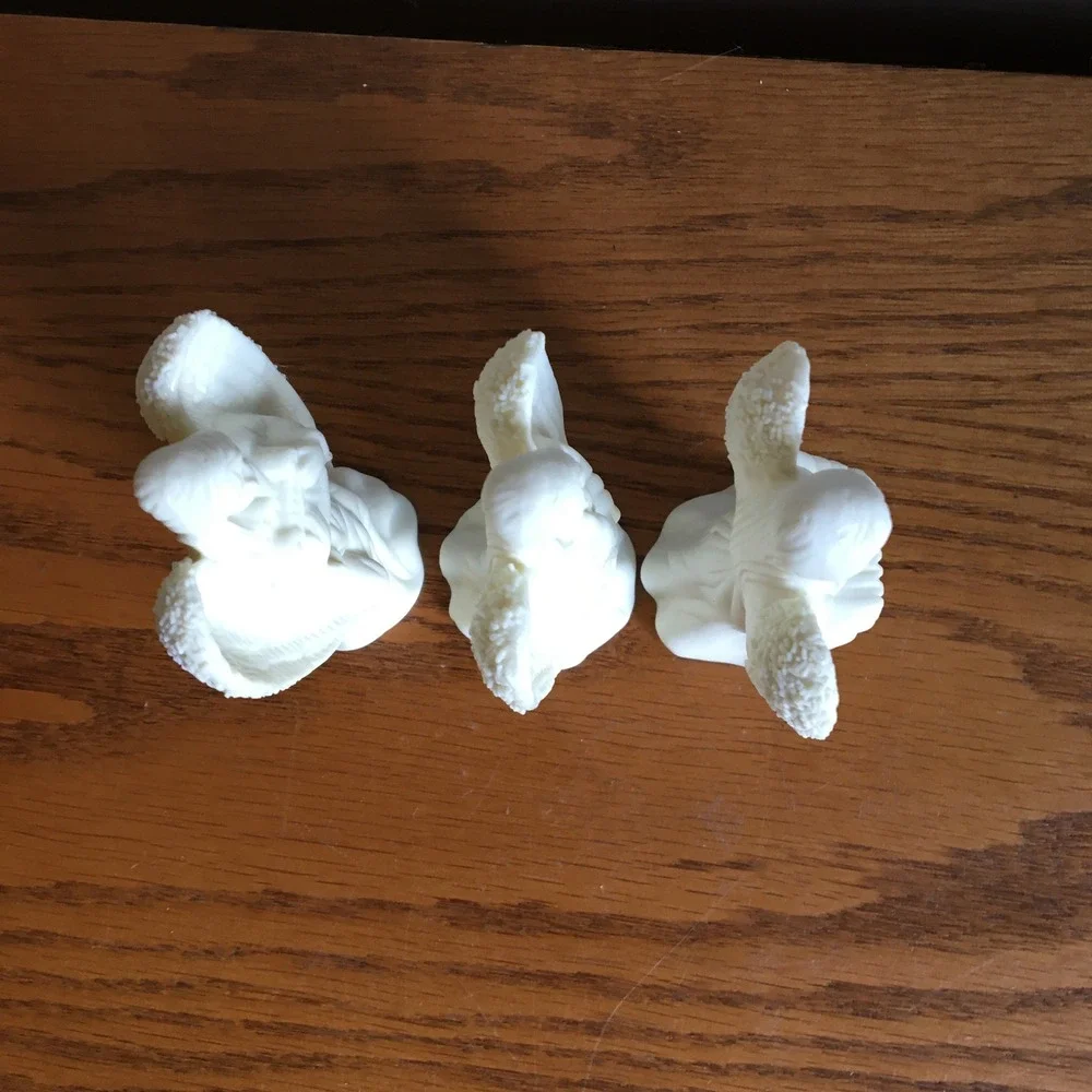 Vintage Angel Figurines Set of 3 White Porcelain Bisque Instruments Musical